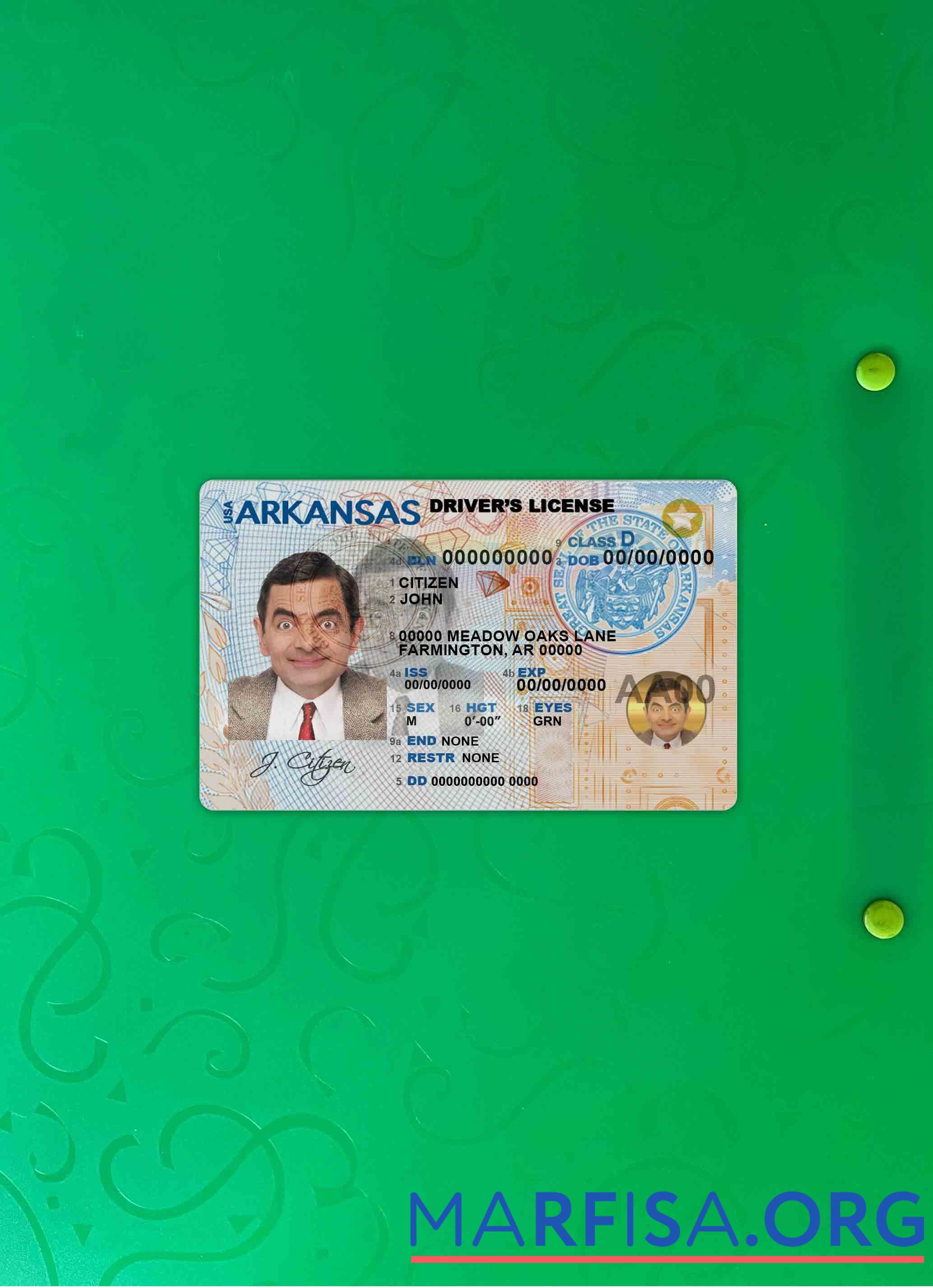 Printable USA Arkansas DL photolook real example